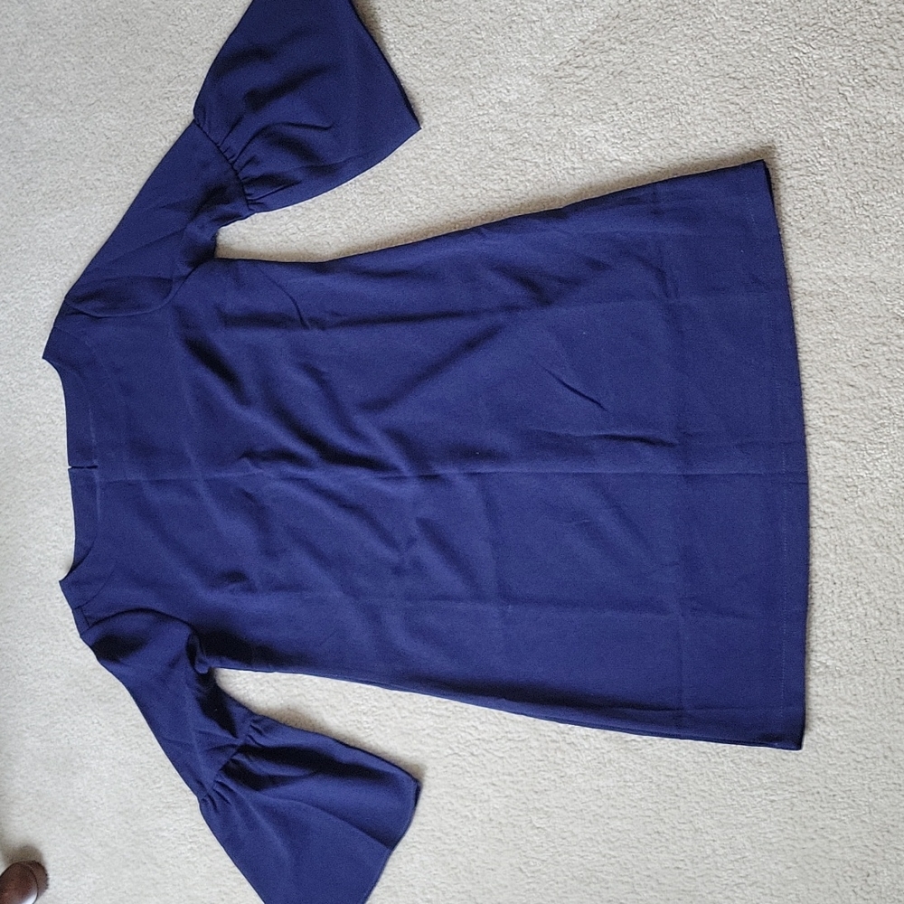 Navy Blue Dress with Bell Sleeves